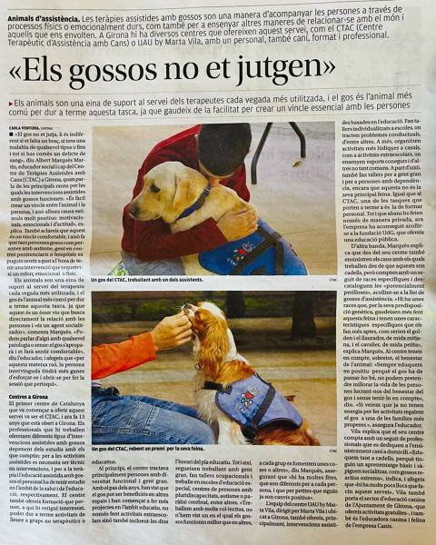 <p>Article que ens fa el Diari de Girona per parlar de les Intervencions Assisitdes amb Gossos i els gossos d'intervenció. </p>