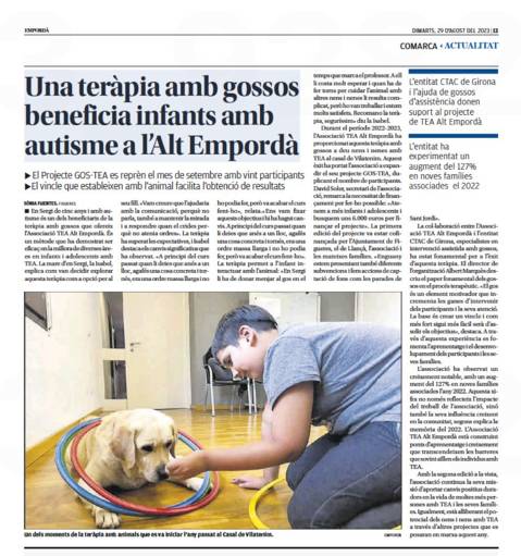 Una teràpia amb gossos beneficia infants amb autisme a l'Alt Empordà