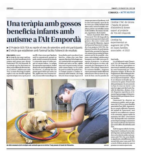 Una terapia con perros beneficia a niños con autisme en el Alt Empordà