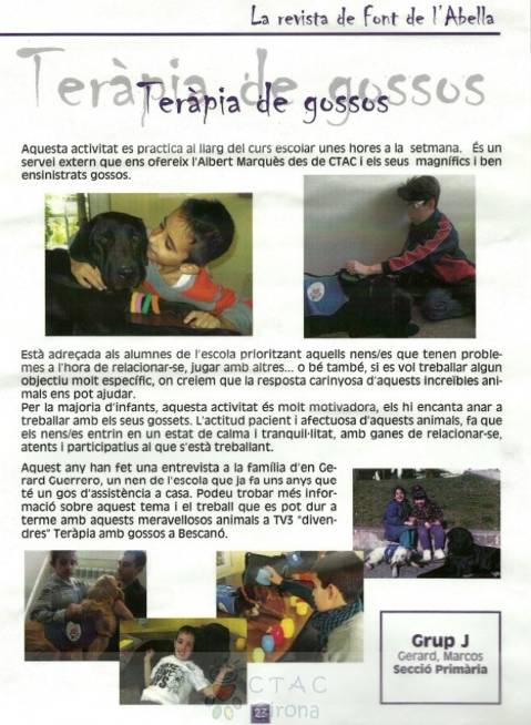 Revista Font de l’Abella: Teràpia Assistida amb Gossos